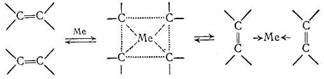 простотой четырехцентровый механизм синхронного присоедине­ния олефинов к металлу