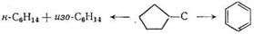 При каталитическом риформинге метилциклопентана основными продуктами реакции являются бензол и гексаны