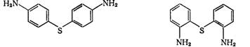 При нагревании анилина с серой образуются 4, 4'-диамино-дифенилсульфид (тиоанилин), а также 2, 2'-диaминoдифeнил-сульфид
