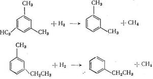 ароматические углеводороды C8 могут образоваться в результате гидродеалкилирования триметилбензолов и  метилэтилбензолов