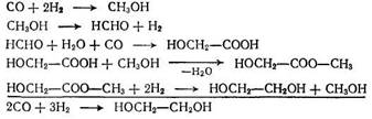 В при­сутствии марганец- и хромсодержащих катализаторов тоже об­разуются смеси многоатомных спиртов