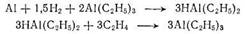 Первая стадия — синтез триэтилалюминия из алюминия, водорода и этилена